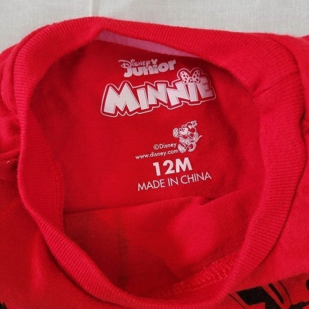 Disney Junior 3pc Minnie Mouse red w/hearts short sleeve, shorts, & skirt 12m